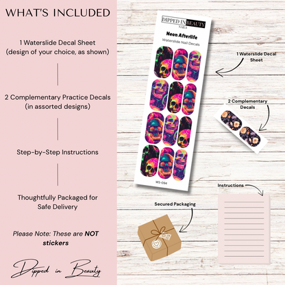 Neon Afterlife Skull Waterslide Nail Decals | Waterslide 094