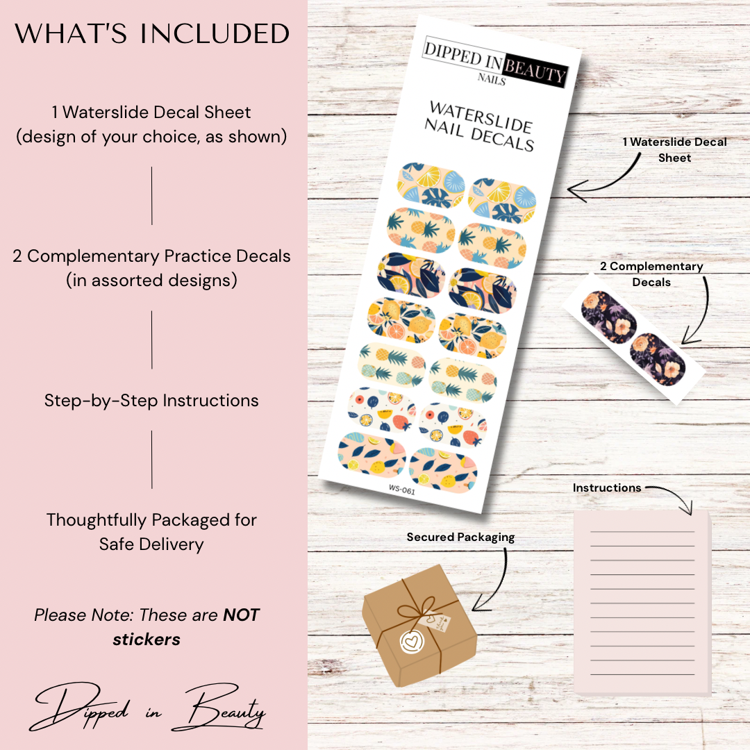 Citrus & Tropical Fruit Waterslide Nail Decals | Waterslide 061