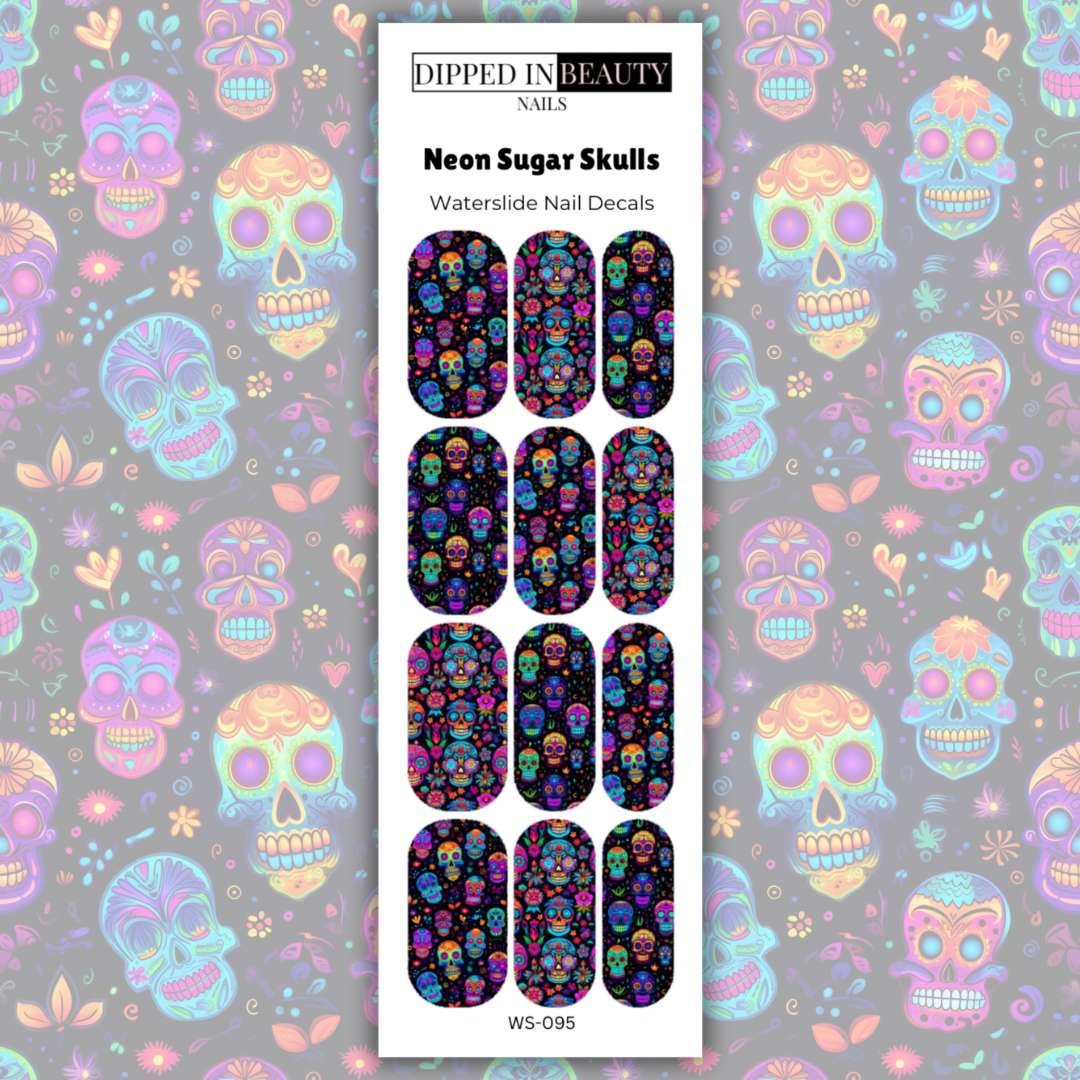 Neon Sugar Skulls Waterslide Nail Decals | Waterslide 095