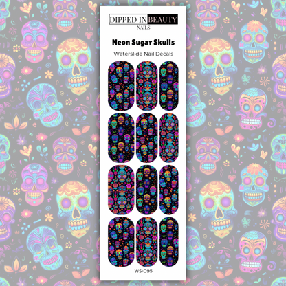 Neon Sugar Skulls Waterslide Nail Decals | Waterslide 095