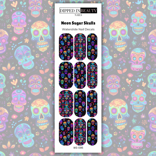 Neon Sugar Skulls Waterslide Nail Decals | Waterslide 095