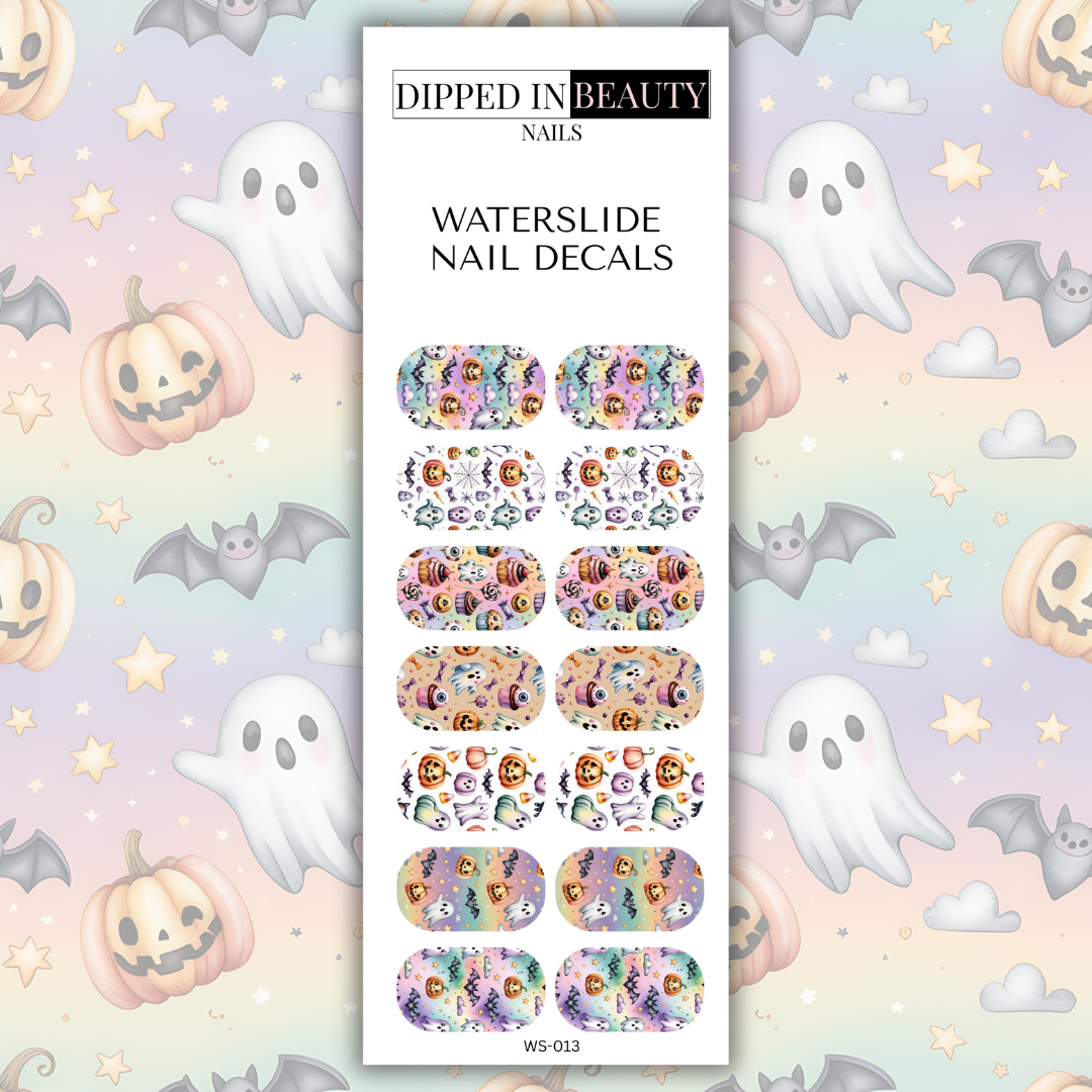 Pastel Halloween Ghosts & Pumpkins Waterslide Nail Decals | Waterslide 013