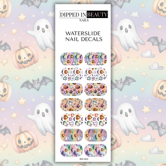 Pastel Halloween Ghosts & Pumpkins Waterslide Nail Decals | Waterslide 013