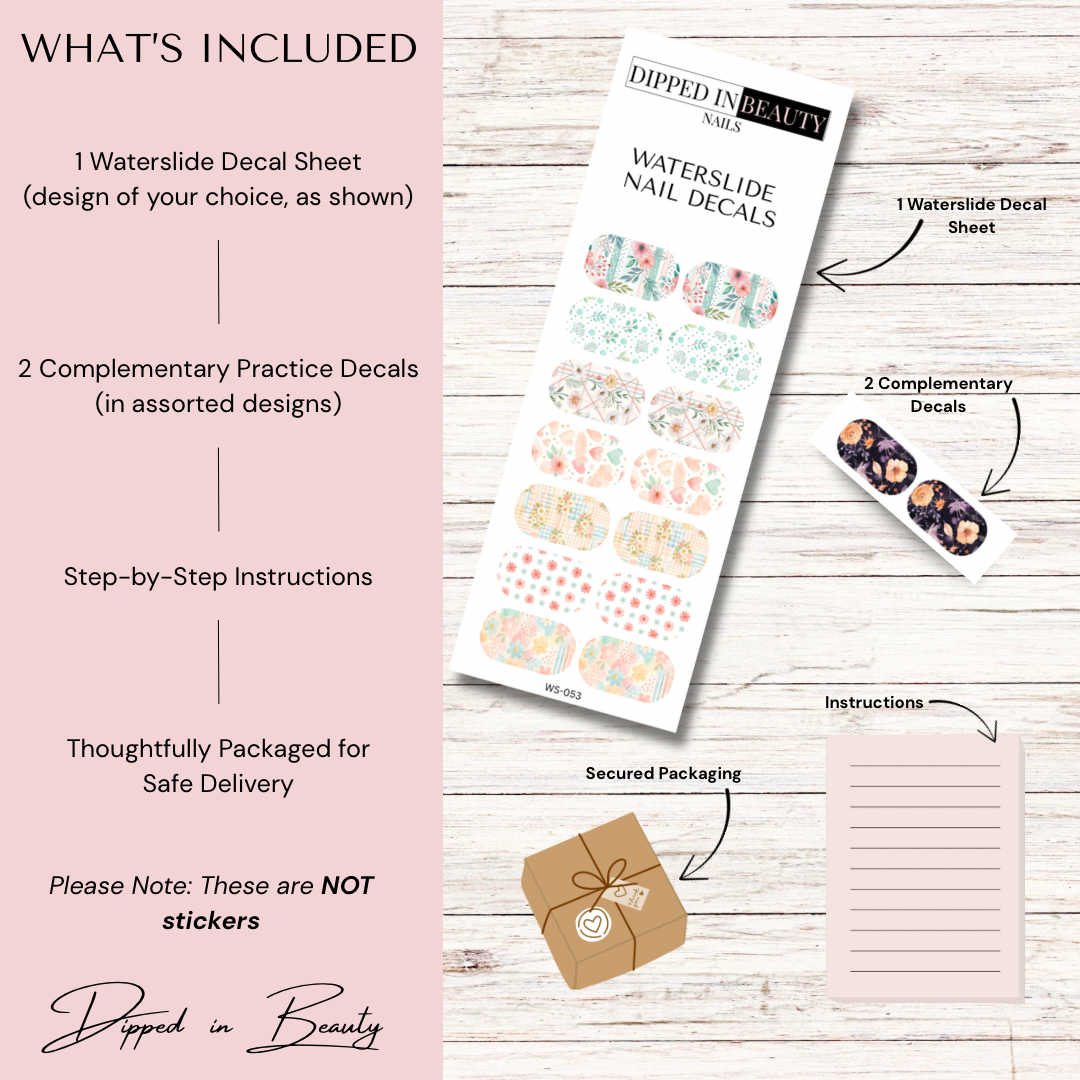 Pastel Floral & Plaid Waterslide Nail Decals| Waterslide 053