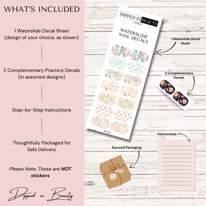 Pastel Floral & Plaid Waterslide Nail Decals| Waterslide 053