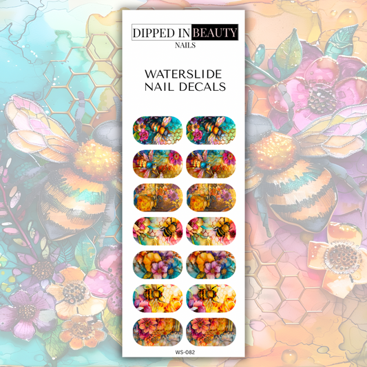 Honeybee Floral Nail Decals | Waterslide 082