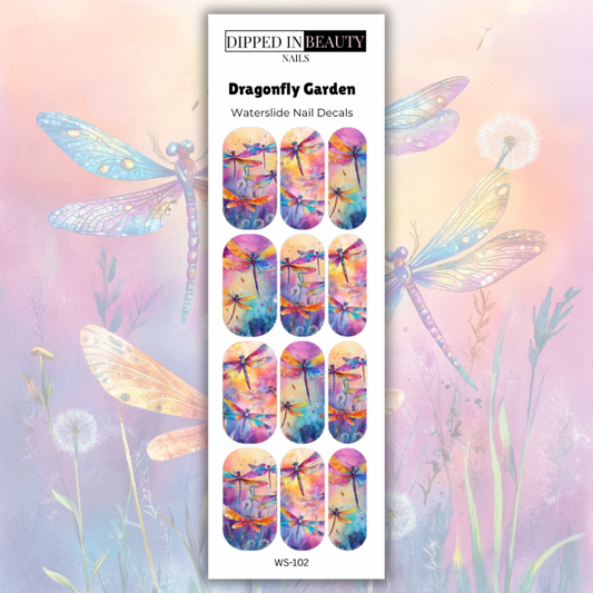Dragonfly Garden Waterslide Nail Decals | Waterslide 102