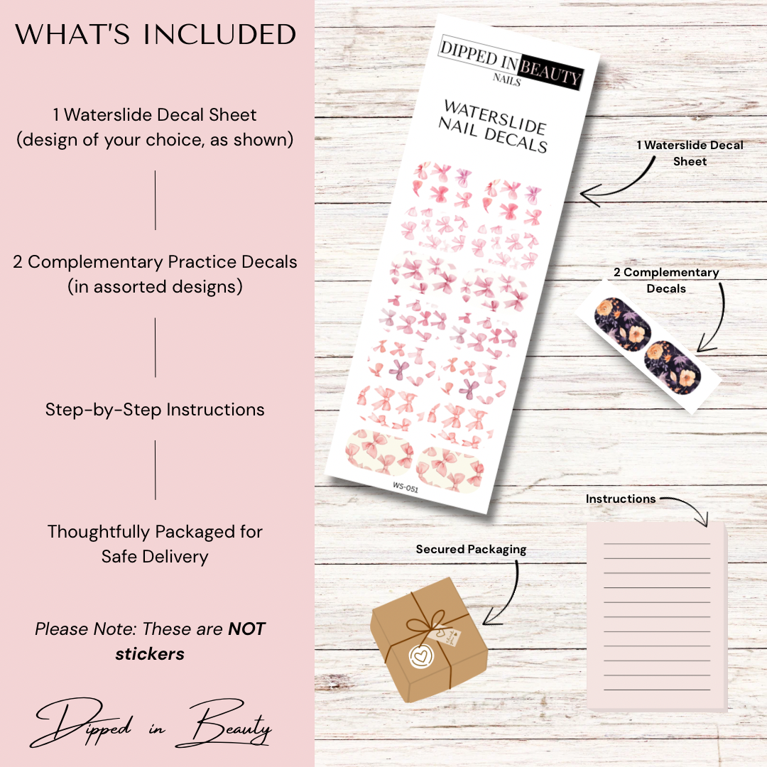 Pink Bow Waterslide Nail Decals | Waterslide 051