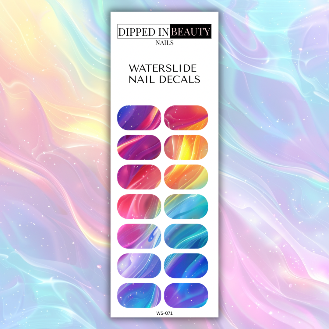 Rainbow Marble Waterslide Nail Decals | Waterslide 071