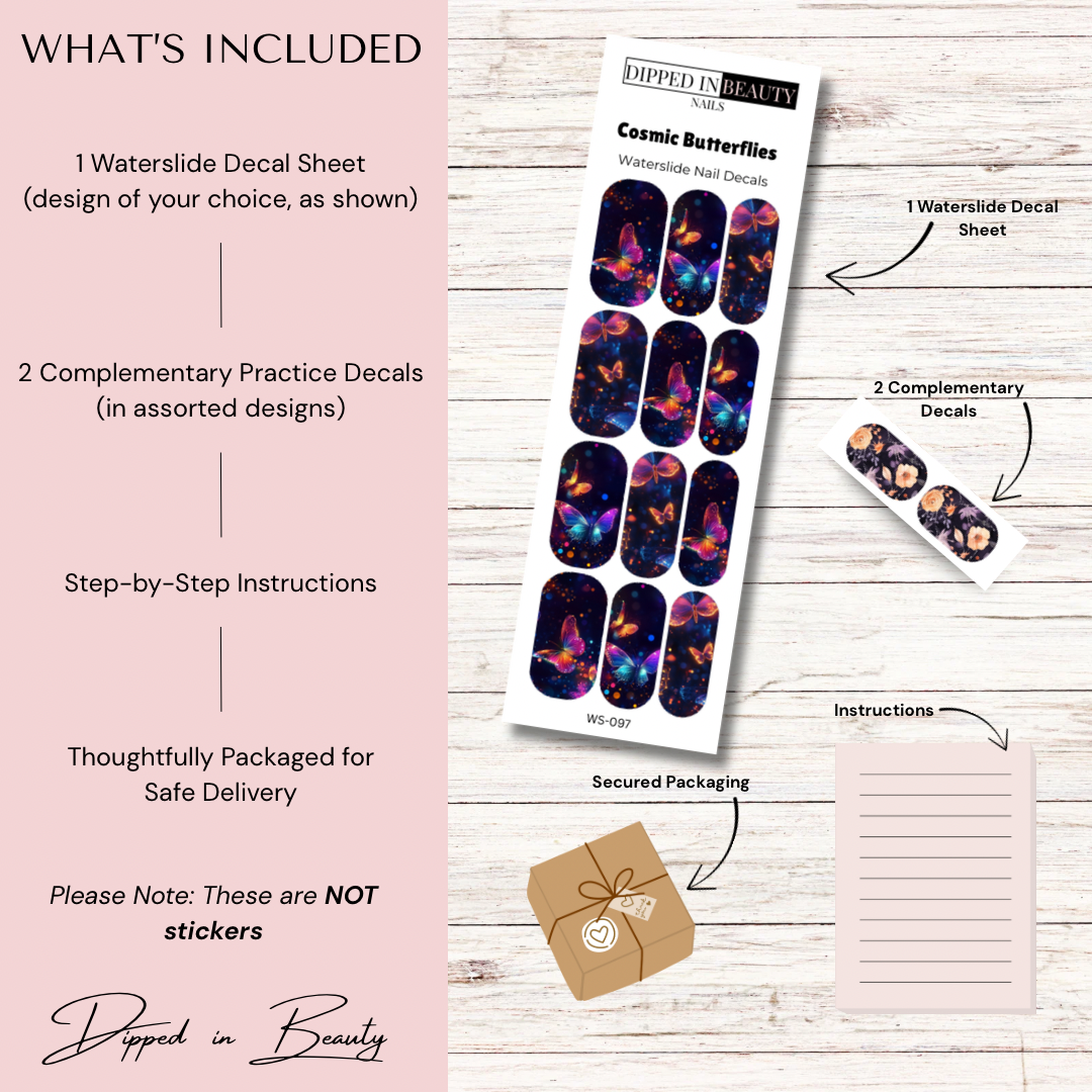 Cosmic Butterflies Waterslide Nail Decals | Waterslide 097
