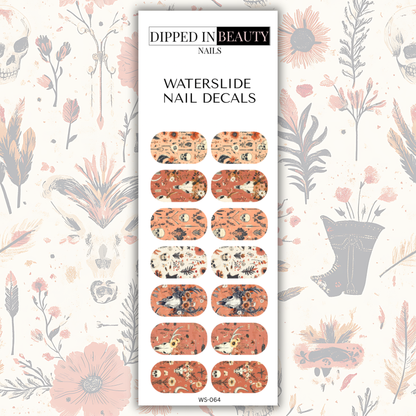 Boho Skull & Floral Waterslide Nail Decals | Waterslide 064