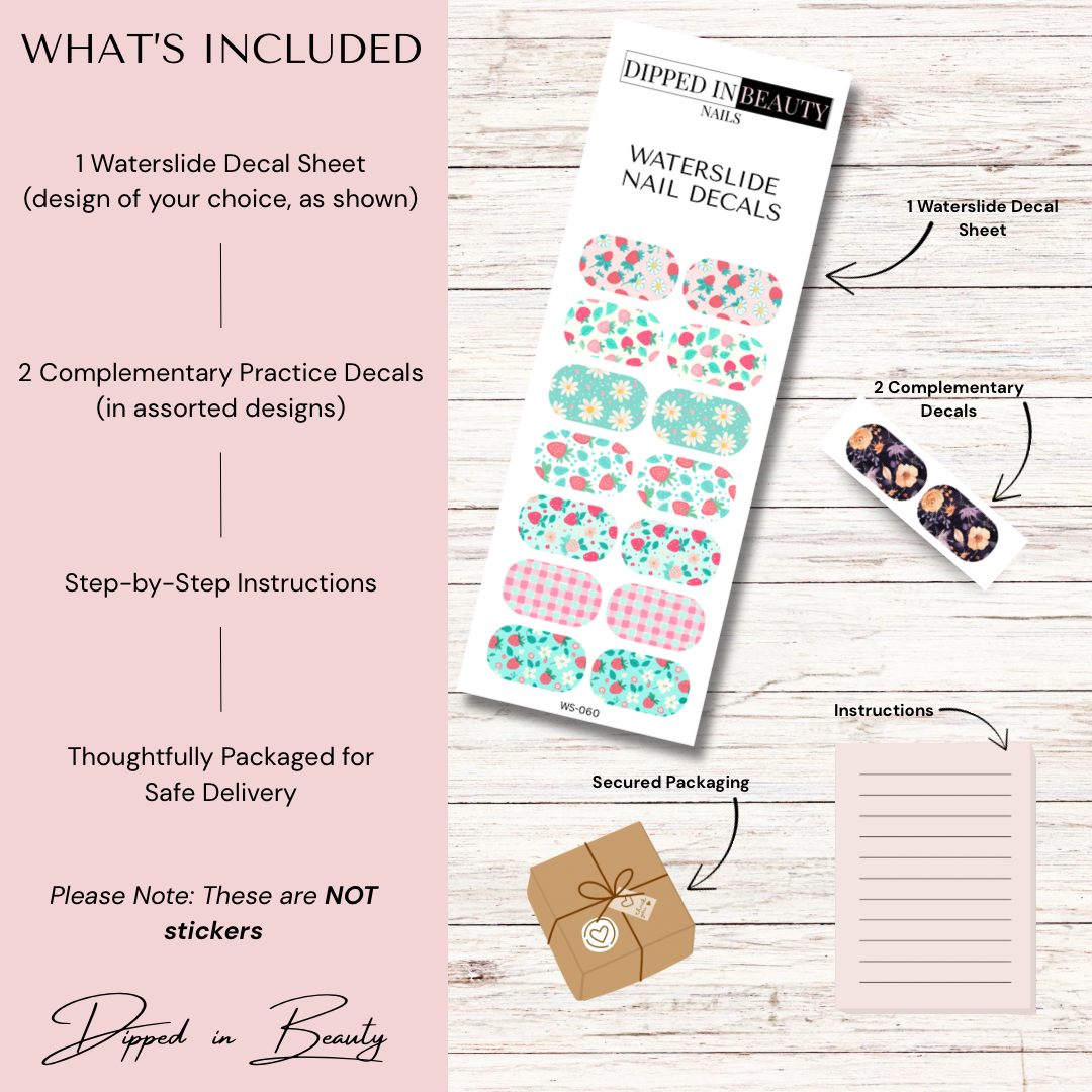 Strawberry & Daisy Waterslide Nail Decals | Waterslide 060