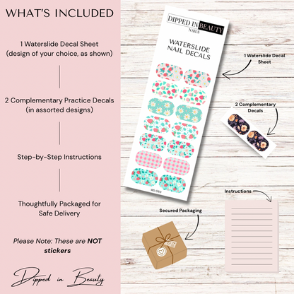 Strawberry & Daisy Waterslide Nail Decals | Waterslide 060