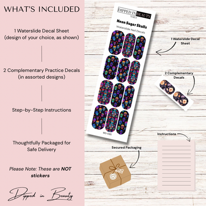Neon Sugar Skulls Waterslide Nail Decals | Waterslide 095