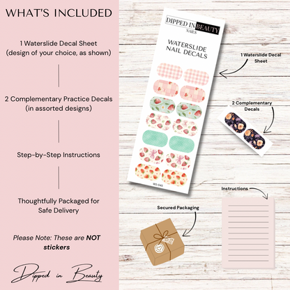 Strawberry & Gingham Waterslide Nail Decals | Waterslide 045