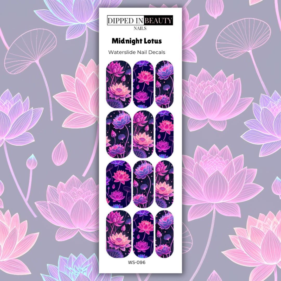 Midnight Lotus Waterslide Nail Decals | Waterslide 096