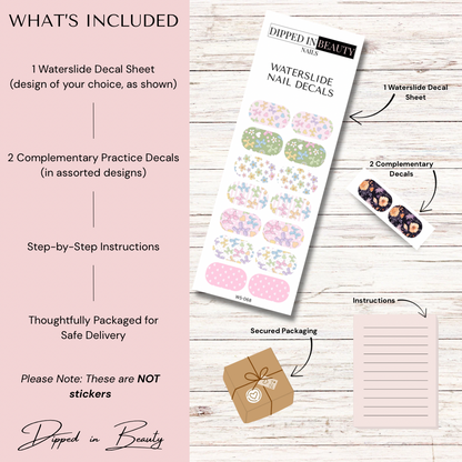 Pastel Balloon Dog & Floral Waterslide Nail Decals | Waterslide 068