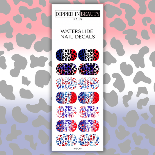 Patriotic Leopard Waterslide Nail Decals | Waterslide 067