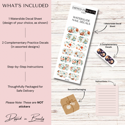 Boho Highland Cow Waterslide Nail Decals | Waterslide 065