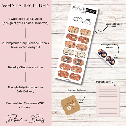 Boho Skull & Floral Waterslide Nail Decals | Waterslide 064