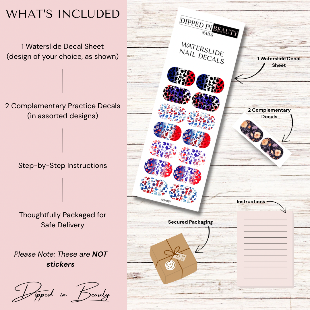Patriotic Leopard Waterslide Nail Decals | Waterslide 067