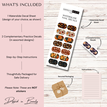 Fall Floral Waterslide Nail Decals | Waterslide 005