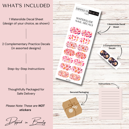 Pink Fall Leaves Waterslide Nail Decals | Waterslide 008
