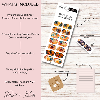 Autumn Floral Waterslide Nail Decals | Waterslide 010