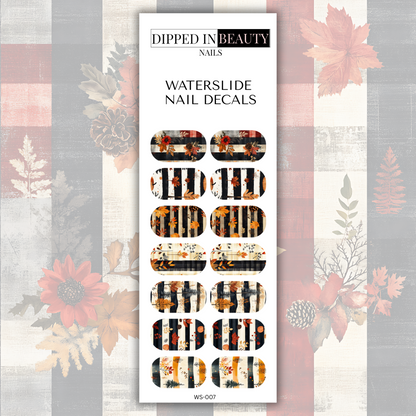 Fall Plaid Waterslide Nail Decals | Waterslide 007