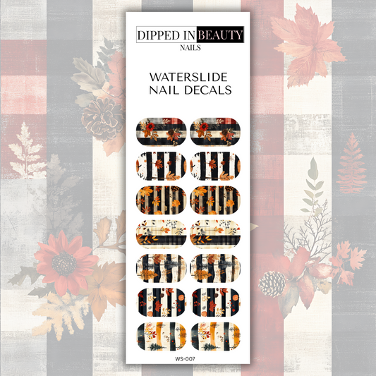 Fall Plaid Waterslide Nail Decals | Waterslide 007