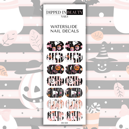 Pink Halloween Nail Decals | Waterslide 024