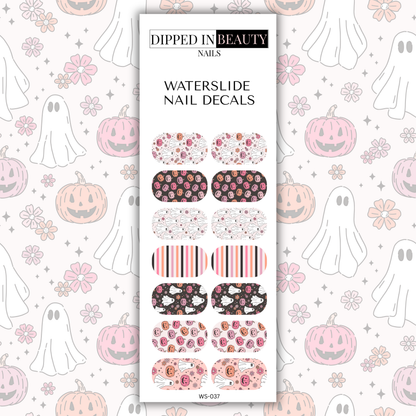 Pink Halloween Nail Decals | Waterslide 037