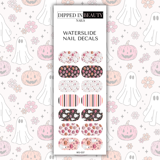 Pink Halloween Nail Decals | Waterslide 037