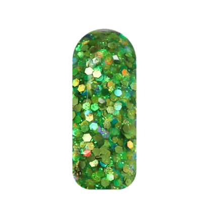 Ho Ho Nope chartreuse chunky glitter dip powder swatch for bold holiday nails.