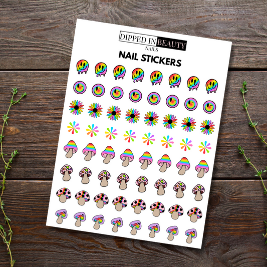 Rainbow Mushroom Nail Stickers
