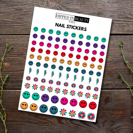 Retro Smiley Flower Nail Stickers