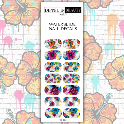 Graffiti Floral Nail Decals | Waterslide 093