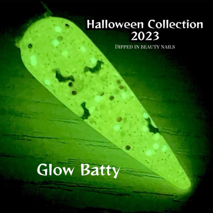 Glow Batty dip powder, glow in the dark, Halloween dip powder, fall dip powder set, nail dip, dip powder, acrylic powder, glitter dip powder