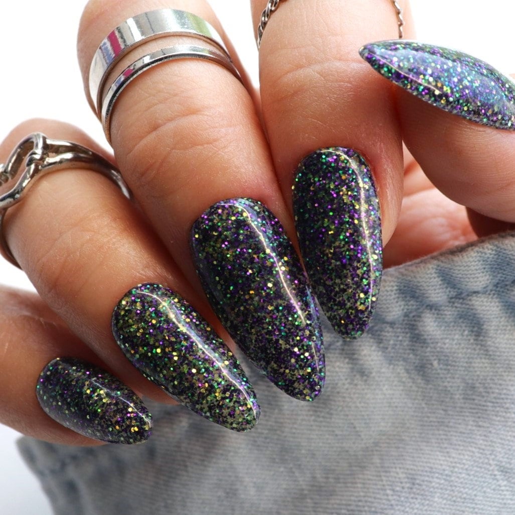 Fright Night - black glitter Halloween dip powder for fall nails