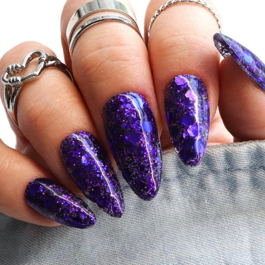 Soooky Season - purple glitter dip powder for Halloween nails, fall nail art